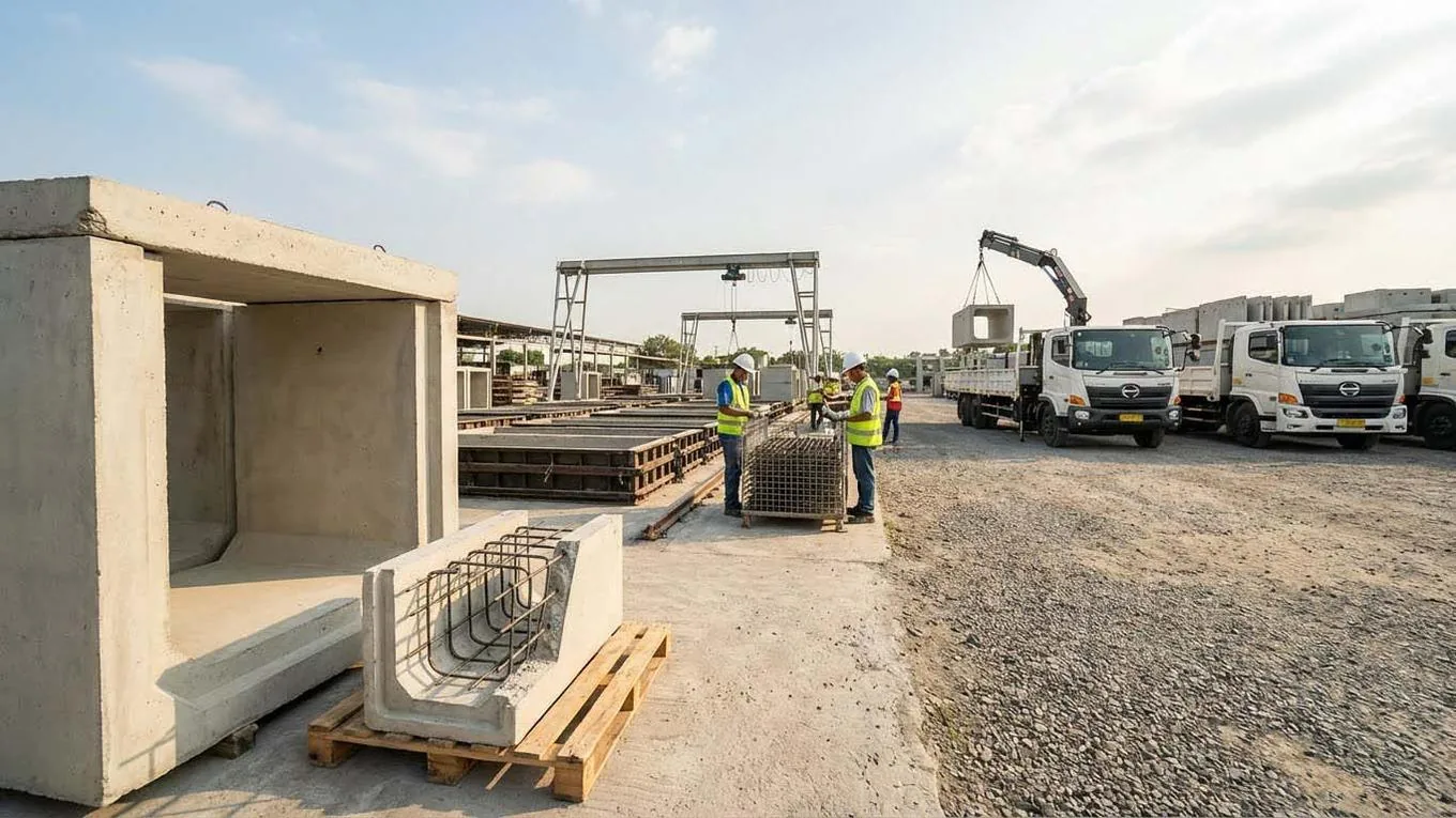 Beton Pracetak &nbsp;·&nbsp; Drainase — U-Ditch, Buis Beton & Greffel — Istana Utama Group